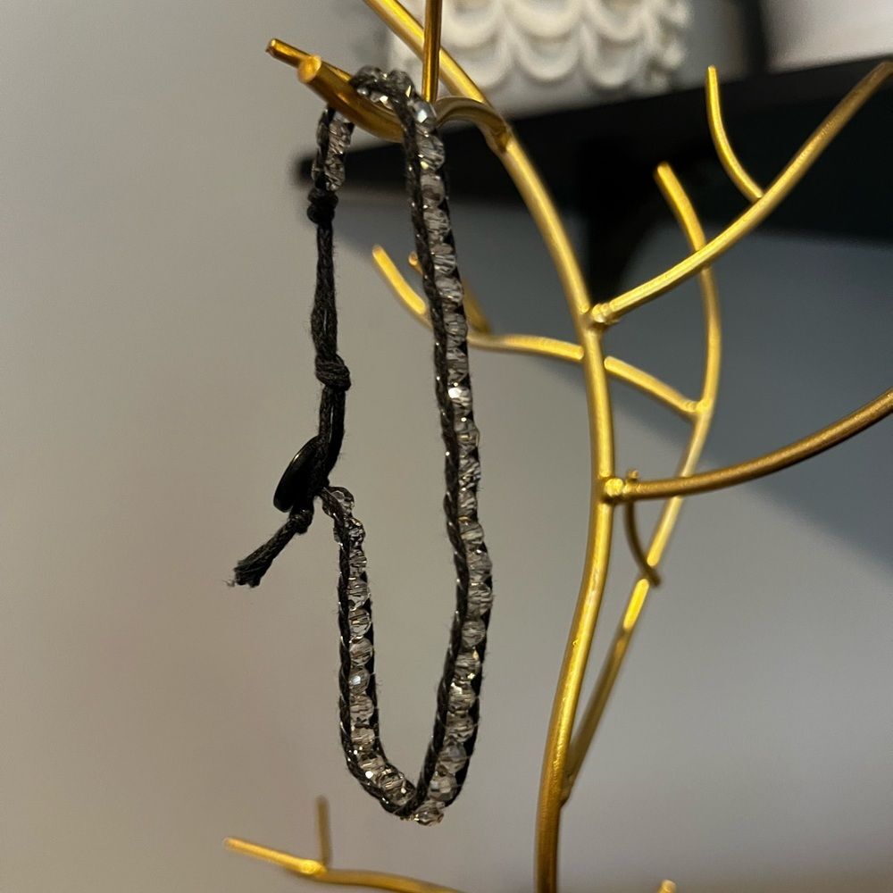 Swarovski Crystal Bead and Black Threaded Bracelet